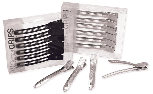 Cricket Super Grip Clips Rubberized 6pc - Black / SILVER