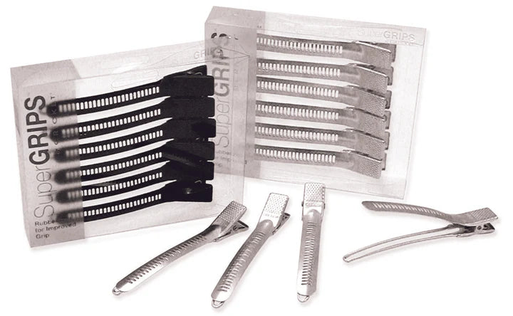 Cricket Super Grip Clips Rubberized 6pc - Black / SILVER