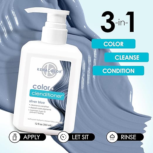 Keracolor Color Clenditioner Colour Shampoo Silver Blue 355ml
