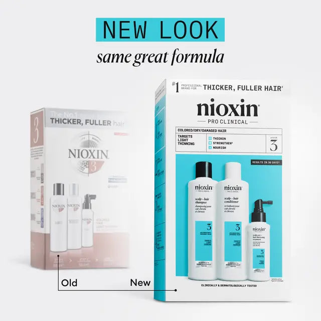 Nioxin Scalp + Hair Thickening System 3 Trio Pack LIGHT THINNING  COLOURED / DRY / DAMAGED HAIR