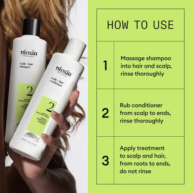 Nioxin Scalp + Hair Thickening System 2 PROGRESSED  THINNING NATURAL / UNTREATED HAIR