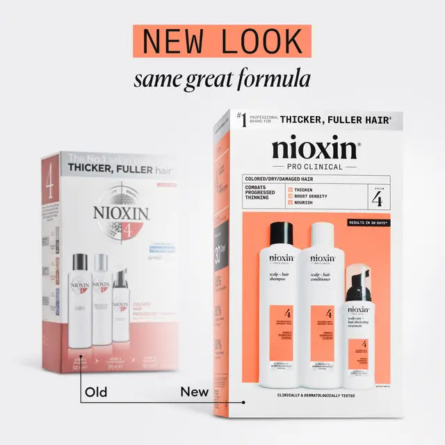 Nioxin Scalp + Hair Thickening System 4 Trio Pack PROGRESSED THINNING COLOURED / DRY / DAMAGED HAIR