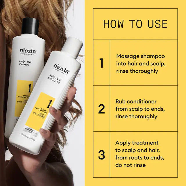Nioxin Scalp + Hair Thickening System 1 LIGHT THINNING LIGHT THINNING / NATURAL UNTREATED HAIR