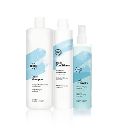 360 DAILY SHAMPOO CONDITIONER DETANGLER BUNDLE