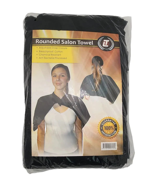 TOWELS Rounded Shoulder/Neck Salon Cotton Towel Black 5pk